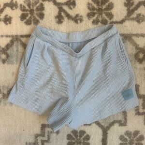 ALO Yoga Women's Light Blue Ribbed Sleep Shorts